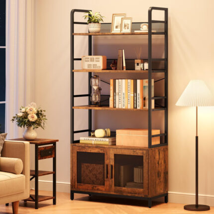 6 Tiers Narrow Corner Bookshelf, Cube Bookcase with Storage for Small Spaces, Home, Office - Chic Decora