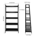 Khyden 59” H X 27.65” W 5 Tier Black Ladder Bookcase, Industrial Wood and Metal Bookshelf for Living Room - Chic Decora