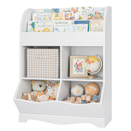 Kupang Cube Bookcase with Display Shelf, White - Chic Decora