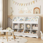 Kupang Cube Bookcase with Display Shelf, White - Chic Decora