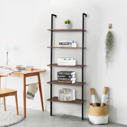 Bamboo Narrow 5 Tiers Standard Bookcase with Acrylic Doors, Display Storage Bookshelf for Home - Chic Decora