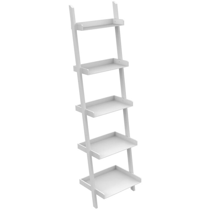 Lado 5-Tier 67″ H x 18″ W Wood Leaning Ladder Bookcase - Chic Decora