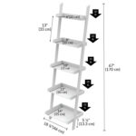 Lado 5-Tier 67″ H x 18″ W Wood Leaning Ladder Bookcase - Chic Decora