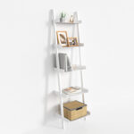 Lado 5-Tier 67″ H x 18″ W Wood Leaning Ladder Bookcase - Chic Decora