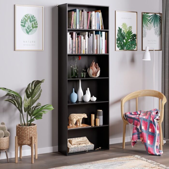 Langner 70.8″ H x 23.6″ W Standard Bookcase, 6-Tier Open Bookcase and Bookshelf - Chic Decora