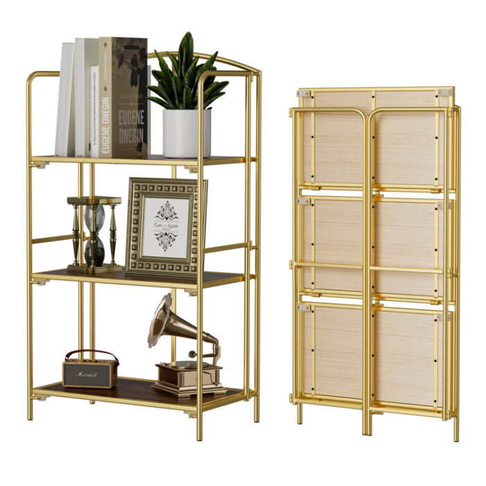 Lejon No Assembly Folding Etagere Bookcase - Chic Decora