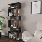 Lucy-Lee Geometric 6-Shelf Wall Library 64″H-23″W - Chic Decora