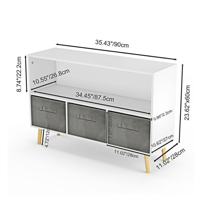 Luretha Bookcase with Collapsible Fabric DrawersChildren’s Book Display Toy Storage Cabinet - Chic Decora