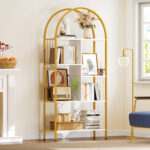 Mackinnon Gold/White Arched Etagere Bookcase - Chic Decora