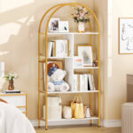 Mackinnon Gold/White Arched Etagere Bookcase - Chic Decora