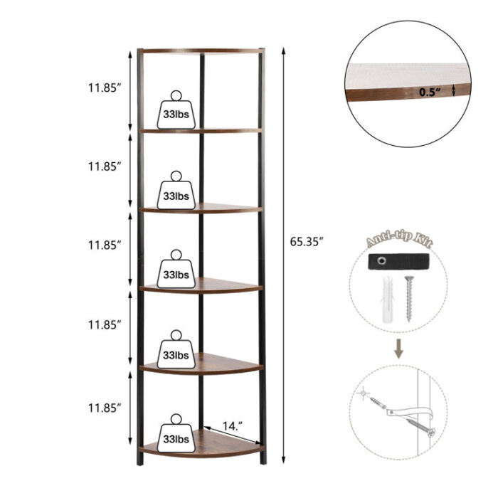 Madelena Corner Bookcase - Chic Decora