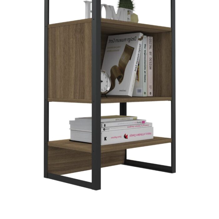 Magnum 63-inch Tall Bookcase with 5 Open Shelves and 1 Drawer, Dark Walnut - Chic Decora