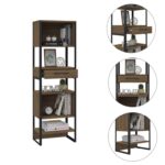 Magnum 63-inch Tall Bookcase with 5 Open Shelves and 1 Drawer, Dark Walnut - Chic Decora