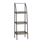 Marcia Bookshelf, Bookcase, Etagere, Corner, 3 Tier, 48″H, Office, Bedroom, Metal, Laminate, Brown, Black - Chic Decora