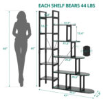 Marlecia 65” H x 47” W 10-Tier Ladder Bookcase - Chic Decora