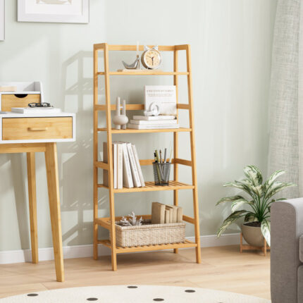 Maryclaire 4-Tier Bamboo Ladder Bookcase - Chic Decora