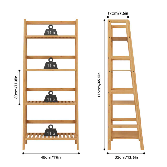 Maryclaire 4-Tier Bamboo Ladder Bookcase - Chic Decora