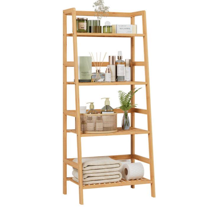 Maryclaire 4-Tier Bamboo Ladder Bookcase - Chic Decora