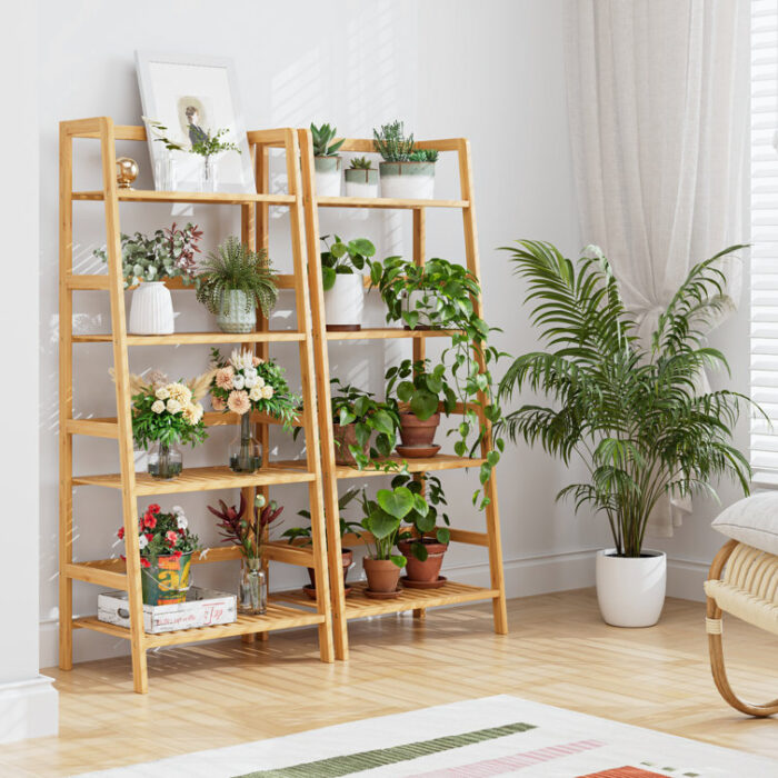 Maryclaire 4-Tier Bamboo Ladder Bookcase - Chic Decora