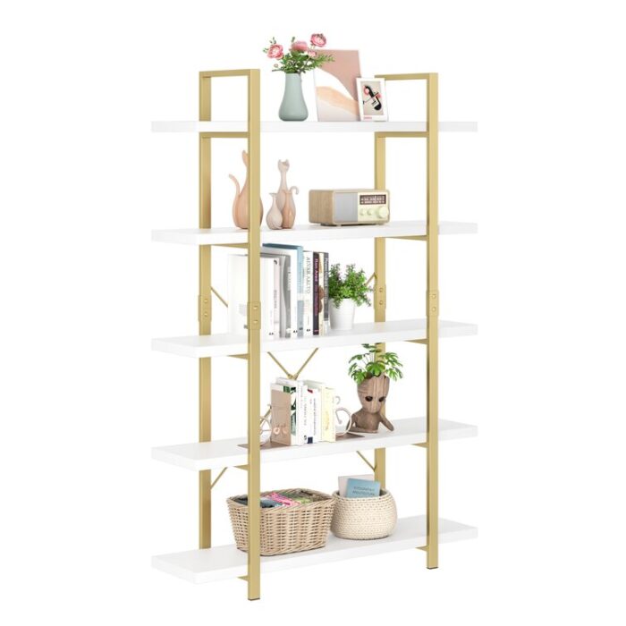 Menasha 70″ H 5-Tier Etagere Steel Bookcase - Chic Decora