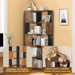 Micsunica Wood 5 Tiers Open Display Shelves Corner Etagere Bookcase - Chic Decora