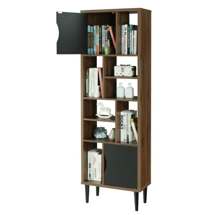 Minot Geometric Storage Bookcase - Chic Decora