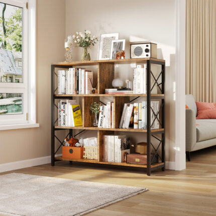 Miyashiro 47″ H x 47″W Open Display Shelves Etagere Bookcase - Chic Decora