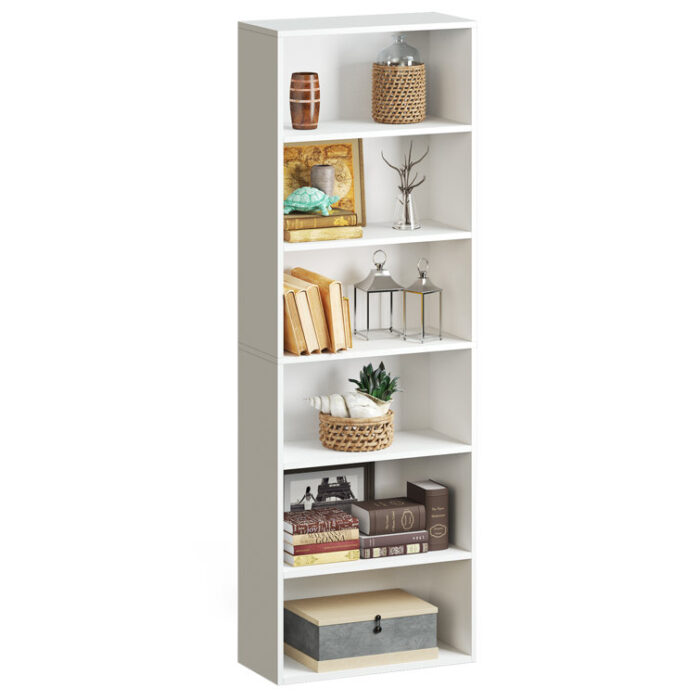 Namiko Bookshelves and Bookcases Floor Standing 6 Tier Display Storage Shelves 71in Tall Bookcase Home Decor - Chic Decora