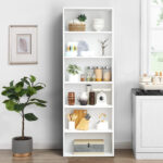 Namiko Bookshelves and Bookcases Floor Standing 6 Tier Display Storage Shelves 71in Tall Bookcase Home Decor - Chic Decora