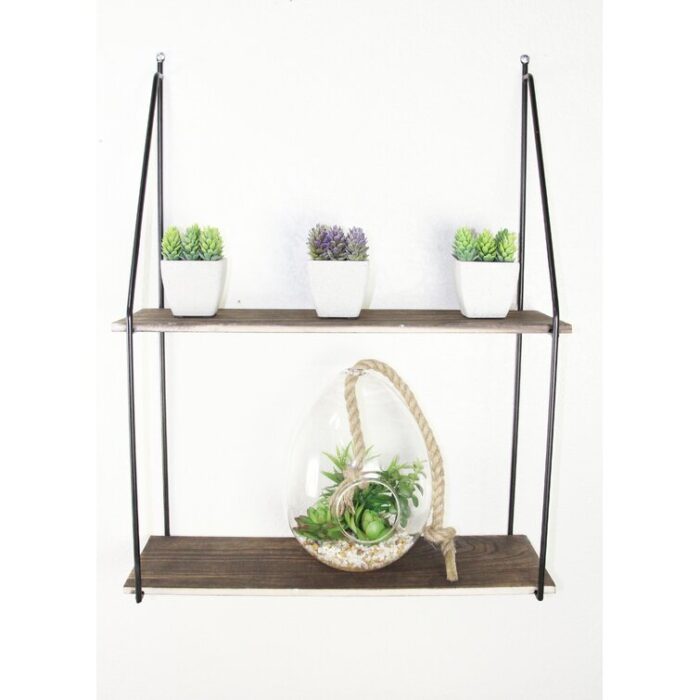 Naudain 2 Tier Wall Mount Shelf, Farmhouse Shelf for Wall, Accent Wall Shelf, Shelving - Chic Decora