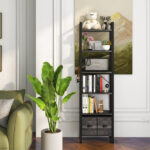 Nikyta 6 Tier Etagere Bookcase with 2 Storage Drawer, 20″ Industrial Bookshelf for Home and Office - Chic Decora