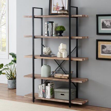 Nuttall 70″H x 47.2″W Vintage Industrial Etagere Bookcase for Living Room, Office, Kitchen - Chic Decora