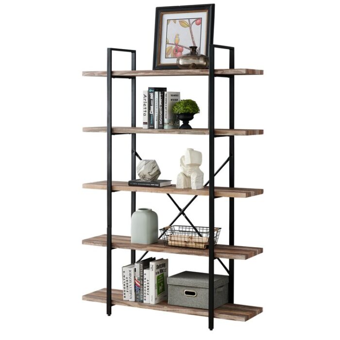 Nuttall 70″H x 47.2″W Vintage Industrial Etagere Bookcase for Living Room, Office, Kitchen - Chic Decora