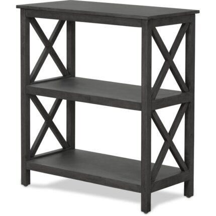 Ozbourn ClickDecor Thompson 3-Tier X-Sided Etagere Bookshelf, Solid Wood Open Shelf Bookcase - Chic Decora