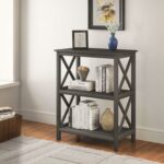 Ozbourn ClickDecor Thompson 3-Tier X-Sided Etagere Bookshelf, Solid Wood Open Shelf Bookcase - Chic Decora