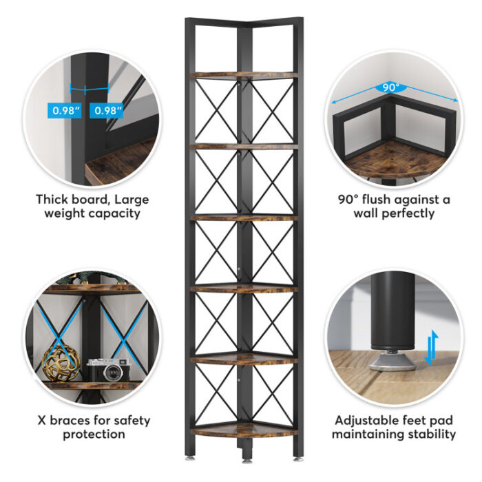 Padron Corner Bookcase - Chic Decora