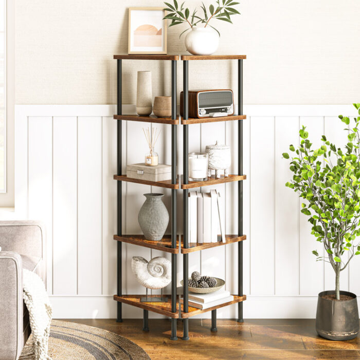 Pimental Corner Bookcase - Chic Decora