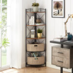 Pisano 55″ H x 15″ W Steel Corner Bookcase - Chic Decora