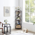 Pisano 55″ H x 15″ W Steel Corner Bookcase - Chic Decora