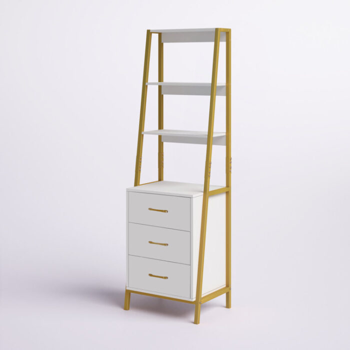 Powley 68.9″ H Ladder Bookcase With 3 Open Shelves and 3 Drawers - Chic Decora