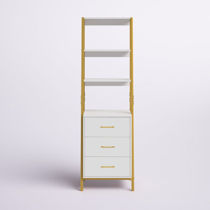 Powley 68.9″ H Ladder Bookcase With 3 Open Shelves and 3 Drawers - Chic Decora