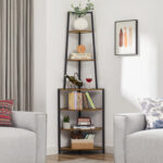 Pursel 68.5” Tall 5 Tier Corner Bookcase - Chic Decora