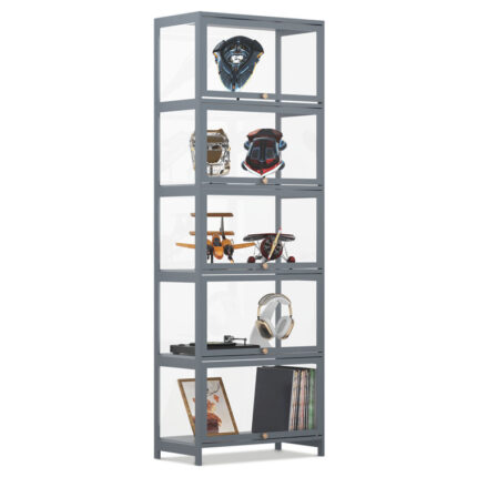 Rayon from Bamboo Corner Bookcase Bookshelf with Clear Acrylic Doors - Chic Decora