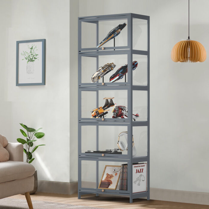 Rayon from Bamboo Corner Bookcase Bookshelf with Clear Acrylic Doors - Chic Decora