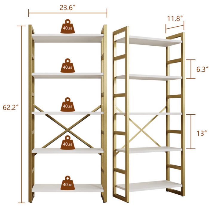 Rego 62.2″ H x 23.6″ W Etagere Bookcase - Chic Decora