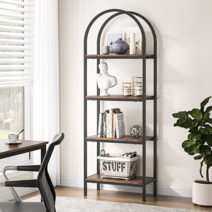 Revyn 70.8” H x 23.6” W Steel Etagere Bookcase - Chic Decora