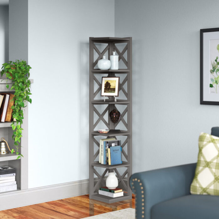 Safuad Corner Bookcase - Chic Decora