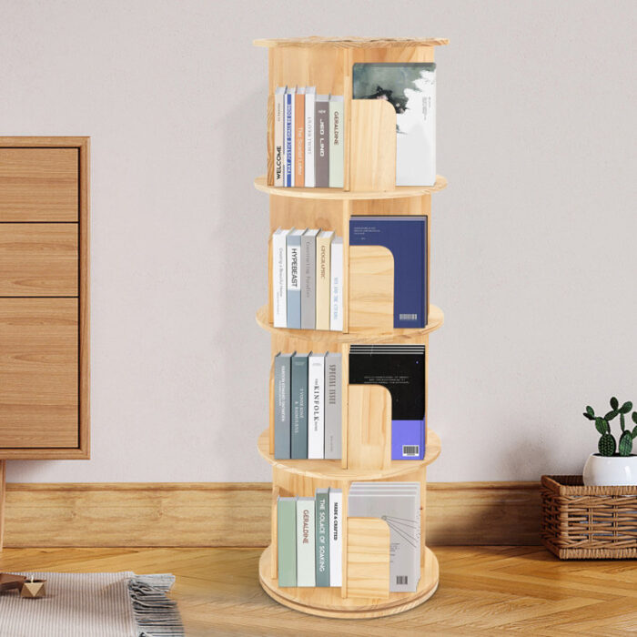 Shaliek H50.4″ 4-Tier Floor Standing Rotating Bookshelf - Chic Decora