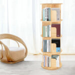 Shaliek H50.4″ 4-Tier Floor Standing Rotating Bookshelf - Chic Decora