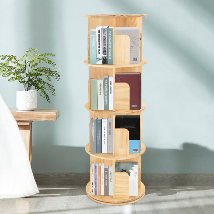 Shaliek H50.4″ 4-Tier Floor Standing Rotating Bookshelf - Chic Decora